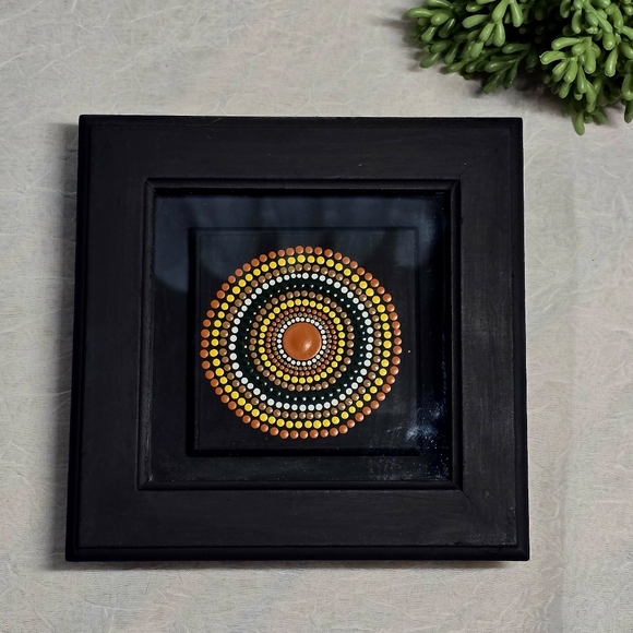 Other - Black square wall art with colourful aboriginal dot painting design 1016